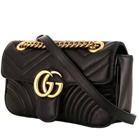 tracolla gucci nera femminile|Borsa a tracolla GG Marmont Small in pelle matelassé in Nero.